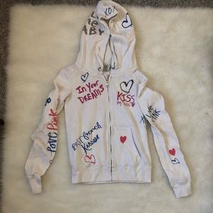 Victoria pink line zip up hoodie